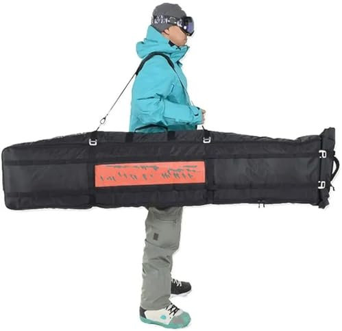 BUUNHI Skitasche Snowboard, wasserdicht, vollständig gepolstert, verstellbare Größe, Ski-Snowboard-Radtasche, Reise-Airbag, verstellbare Länge Skisack(Black)