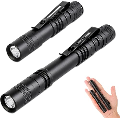 MVIOCS Mini Linterna LED de un Solo Modo, Potente y Pequeña con Clip - Delgada y Compacta de Bolsillo para Inspección de Emergencia, Batería AAA Impermeable (3.4