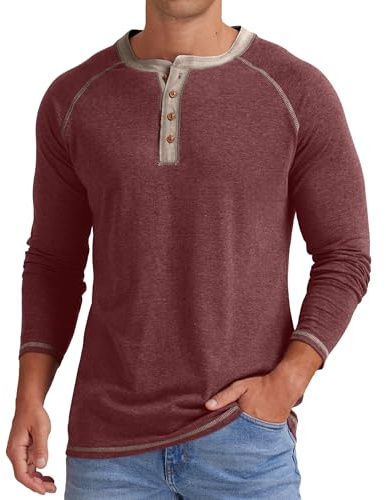 Sailwind, maglietta Henley da uomo, a manica lunga, in cotone, casual, S