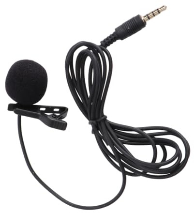 Kleiner Metall Kondensatormikrofon als Ansteckmikrofon für Mobiltelefon | Schwarz, 360° Drehbarer Clip, Kupfer Kunststoff, für Laptop, Chatten und Songaufnahme