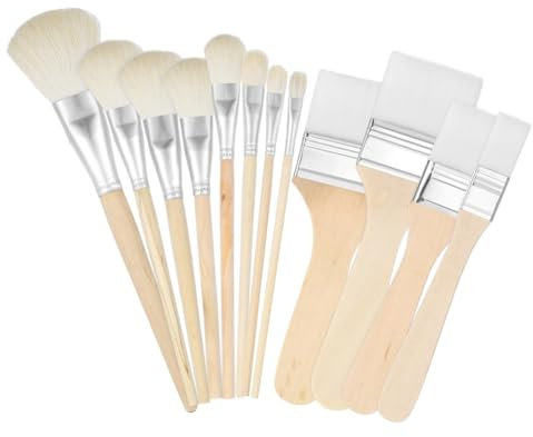 Ohewiiuk Mopp-Pinsel für Acrylmalerei, Acryl-Pinsel-Set in Verschiedenen Größen, Misch-Mopp-Pinsel mit Holzgriff, 12-Teiliges Set