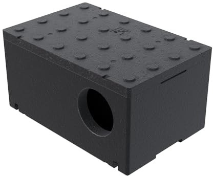 QLS Katzenhaus aus Styropor isoliert 60 x 40 cm Schwarz | Wetterfestes Schutzhäuschen aus Polystyrol mit 2,5 cm Wandstärke. Innenmaße 54,8 x 34,8 x 25 cm für geschützte Ruheplätze