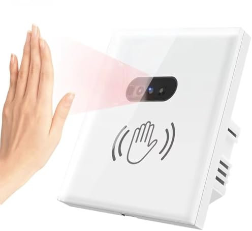 Yominerr Interruptor de Luz Inteligente de Pared con Sensor IR, Sin Necesidad de Contacto, CA 110-240 V, Interruptor de Panel de Pantalla de Vidrio de la UE, Enchufe Eléctrico de la UE