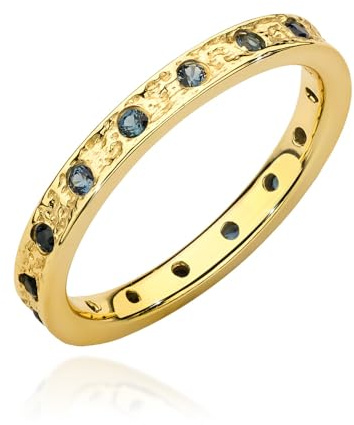 MARKO Ring 925 Silber Damen & Herren – 16 echte Rubine oder Saphire rundum gefasst | Goldringe Damen & Silberringe Herren | Freundschaftsringe | Geschenkbox (Gold und Saphir, 57 (18.2))