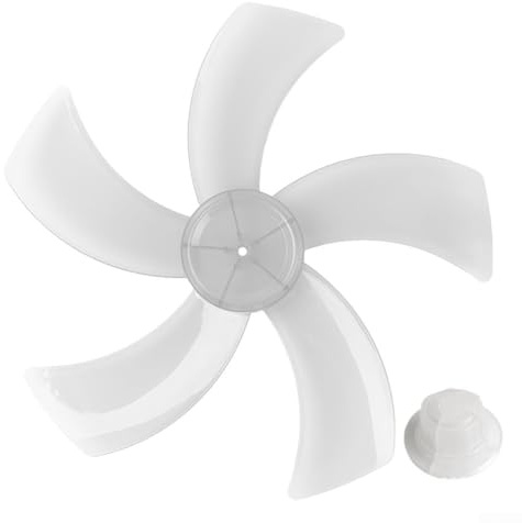 Lame de ventilateur de rechange en plastique PP de 45,7 cm avec cache-écrou, pour ventilateurs de bureau, légère, faible bruit, résistante à la chaleur, facile à nettoyer (blanc transparent)