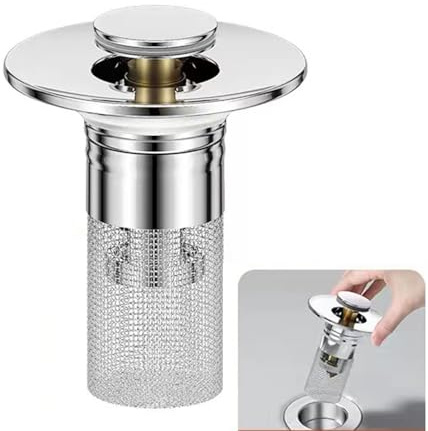 YUNYU Filtro de drenaje universal de acero inoxidable para fregadero de cocina, cuarto de baño, lavabo y bañeras con diseño antiobstrucción para orificios de drenaje de fregadero de 34 a 40 mm