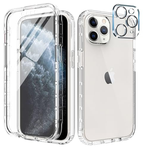 Leedia Handyhülle Kompatibel mit iPhone 11 Pro Hülle 360 Grad Handyhülle mit Eingebautem Displayschutz Stoßfest Schutzhülle Transparent Case für iPhone 11 Pro 2019 5,8 Klar | Kameraschutz, stoßfest, robuste Schutzhülle, integrierte Displayschutzfolie für iPhone 11 Pro