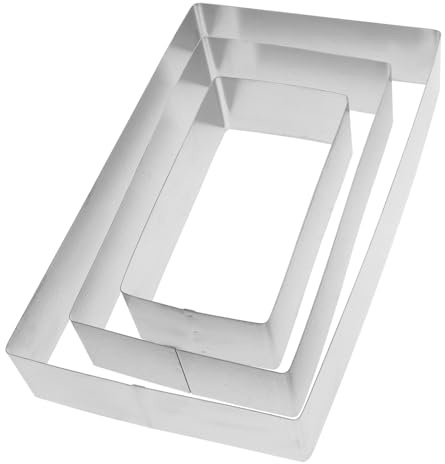 HIAKDOFT Moule à Gâteau Rectangulaire en Acier Inoxydable, Ensemble De 3, pour Découper Fondant Et Fromage en Pâtisserie