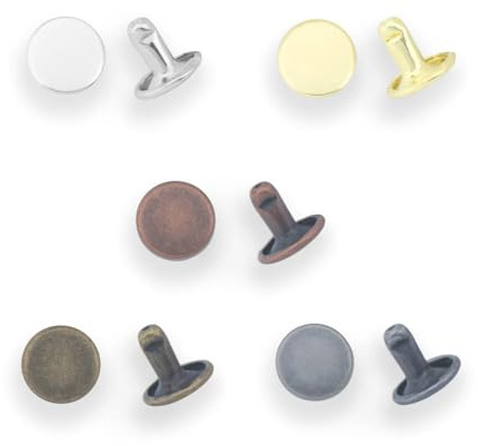 100 flach gewölbte Ledernieten, Design Leder-Nieten, Hohlnieten, Doppelhohlnieten, Leder-Befestigung anthrazit-9mm