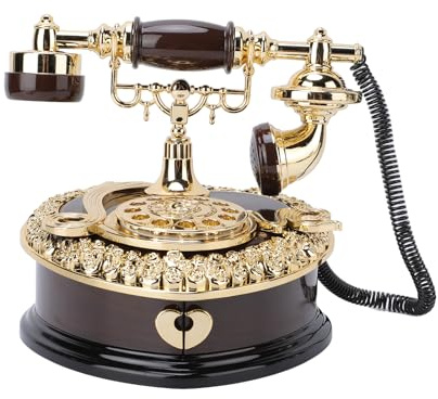 CHEOTIME Scatola Musicale, Forma di Telefono in Legno Scatola Musicale Scatola Musicale Vintage Scatola Marrone a Forma di Cuore Decorazioni Carine di Compleanno di Compleanno per (Telefono Marrone a