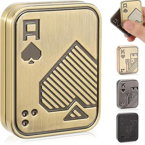 Bufccy Fidget Slider, Handkreisel Spielzeug, Stress abbauen Angst (Gold A) | Magnetische Metall Push Card, Fidget Clicker für Erwachsene Jugendliche, EDC-Gadgets Spielzeug für Freund, Ehemann und Vater