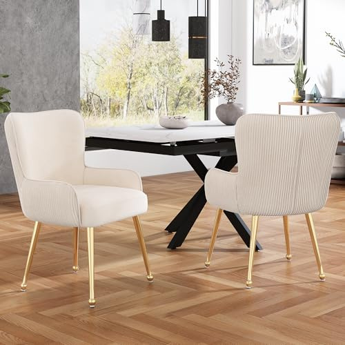 Generisk sammetsmatstol set om 2 med armstöd – högkvalitativt sammetsöverdrag och justerbara metallfötter – ergonomiskt ländryggsstöd för vardagsrum, sovrum och lounge