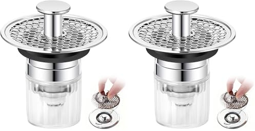 Blendura Tappo Lavandino Bagno, 32-42mm Universale Pop Up Filtro Lavandino Bagno Tappi Lavandino, Tappo Bidet Tappo di Scarico Lavandino con Filtro per Vasca da Bagno, Cucina, Lavabo (Confezione da 2)