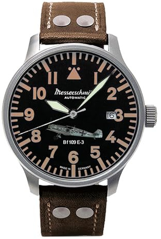 Messerschmitt Herren Pilotenuhr BF109E Automatik Braun/Schwarz BF109E-3-A