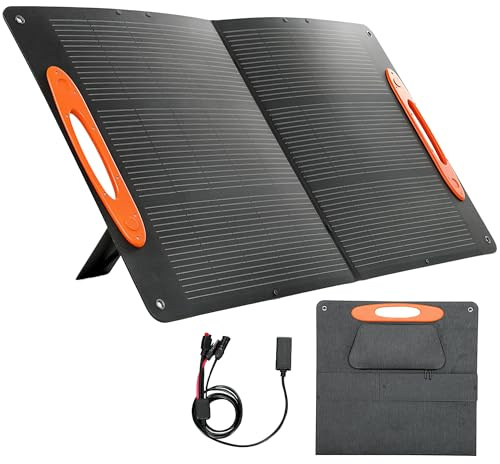 HOMCOM 100W Portable Solar Panel Foldable Solar Charger with USB-A & USB-C | Fast Charging Output, IP67 Waterproof, for Mobile Phone Power Bank Flashlight Fans, Camping Backpacking Hiking
