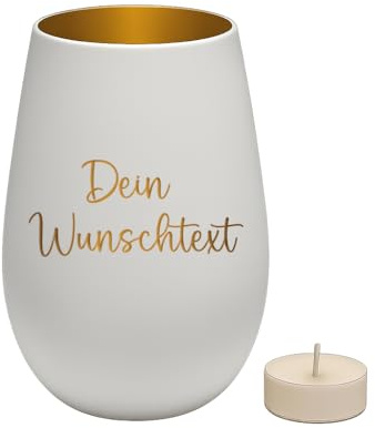 Windlicht mit Gravur – personalisierte Kerzenhalter – Lieblingsmensch Geschenk, Vatertag, Muttertag, Frauentag, Beste Freundin - Weiß