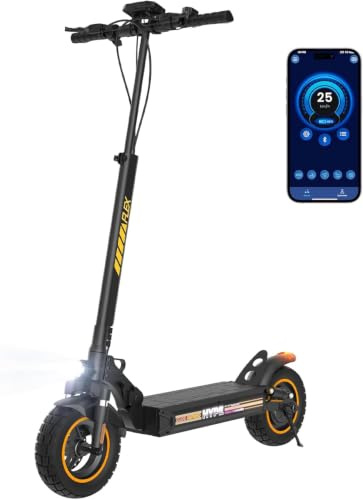 Heyscooter W9 500W Monopattino Elettrico Fuoristrada, 12AH Batteria, 6/10/15/25km/h, 40 Km Autonomia, 4 Sospensioni, 3 Sistemi Di Frenata, Antifurto, Controllo App,Pieghevole, Carico 120KG