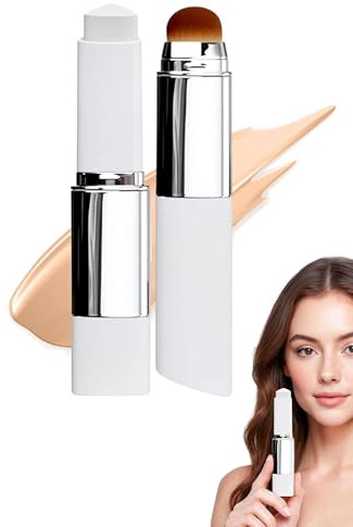 Dermaliaa 2 EN 1 Barra Base Maquillaje, Con Brocha, Corrector De Cara De Larga, Corrector Alta Cobertura, Resistente Agua Y Al Sudor, Ligera Hidratante, Para Todo Tipo Pieles (Blanco marfil)