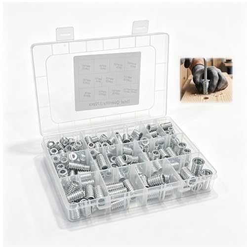 170 Pièces Insert Fileté Bois, M6, M8, M10 | Écrous filetés Acier au Carbone Galvanisé, pour Meubles en Bois