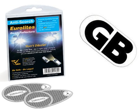 Eurolites Headlight Beam Headlamp Headlight Adaptors & Magnetic UK Plate Black & White Compatible For All Vehicles