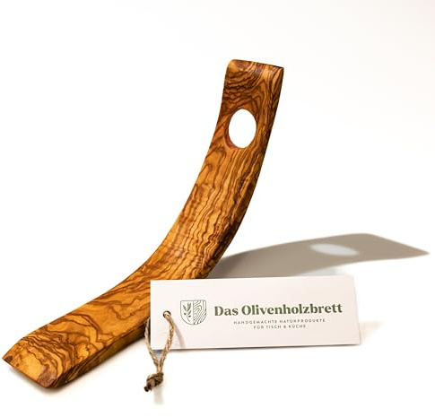das Olivenholzbrett® Flaschenhalter/Weinständer/sichelförmig geschwungen | Weinhalter aus Olivenholz / sehr dekorativ / hochwertig/ Aufbewahrung von Weinflaschen