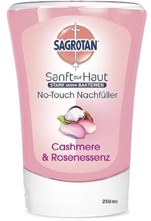 Sagrotan No-Touch Påfyllning Cashmere & Rose – för den automatiska tvåldispensern – 1 x 250 ml handtvål i ett praktiskt värdepaket