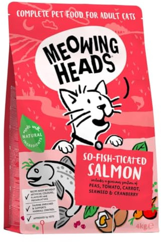 Meowing Heads kattfoder torr – lax – 100% naturlig lax med kyckling, inga konstgjorda smakförstärkare, spannmålsfri, 4 kg