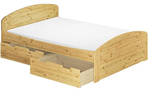 Erst-Holz®Funktionsbett Doppelbett Bettkasten Rollrost Matratze 160x200 Seniorenbett Massivholz 60.50-16 M2