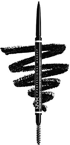 NYX Professional Makeup Lápiz de cejas perfectas Micro Brow Pencil, Dos lados: cepillo espiral y lápiz de cejas automático, Fórmula vegana, Tono: Black