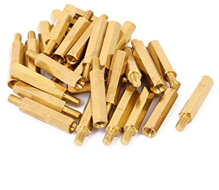 sourcing map 30stk M3 x 20mm+6mm Stecker auf Buchse Messing Abstandshalter | Sechseckigen PCB Distanzhülse Säule