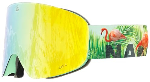 NAKED Optics skidglasögon män, skidglasögon kvinnor, snowboardglasögon (TROOP EVO Flamingo, utan dåligt väderglas)