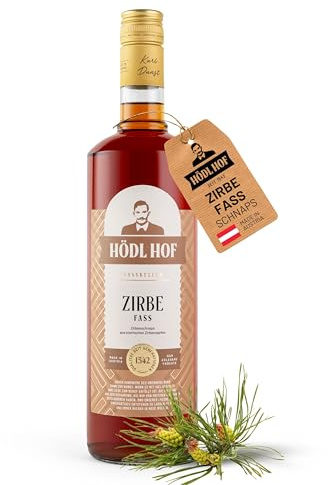 Hödl Hof Zirbe Fass 1,0L I Zirbenschnaps aus steirischen Zirbenzapfen I im Holzfass gelagert I Zirbenschnaps aus hochwertigen Zutaten I Feiner Zirbenlikör aus dem Eichenfass I Edle Spirituose 38% vol