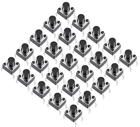 sourcing map 25 Stücke 6x6x7mm Platte Mini/Mikro/Klein PCB Druckknopf Schalter DIP DE de