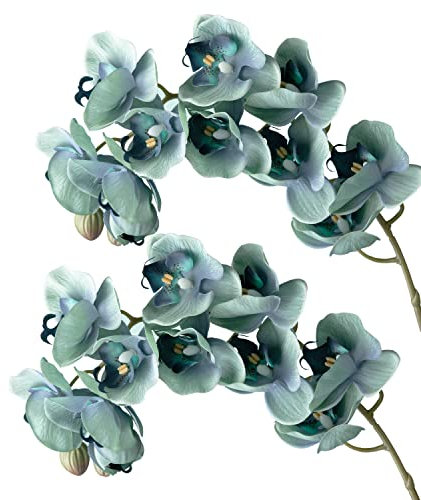 cn-Knight Künstliche Blumen,2pcs 72cm Langer Stiel Schmetterling Orchidee,Große Größe Lebensechte Phalaenopsis Echte Haptik Orchidee,für Hochzeit,Brautschmuck,Büro,Party,Tischdekoration,Blau