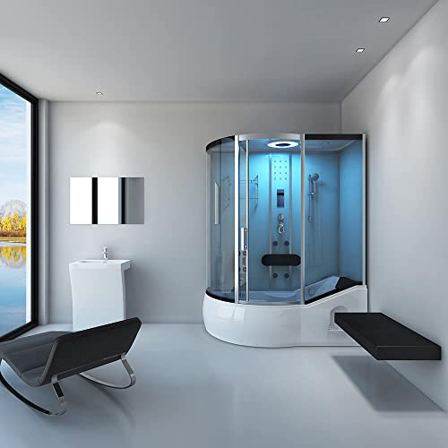 Home Deluxe - Duschtempel ALL IN 4in1 - Weiß, 170 x 90 x 220 cm Links - inkl. Dampffunktion, Regendusche und Fußmassage I Dampfsauna, Duschtempel Whirlpool Fertigdusche