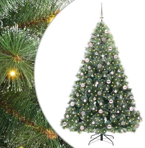 vidaXL Árbol de Navidad Artificial con 300 LED Verde 210 cm PE y PVC, Decoración para Sala, Adorno cónico Moderno, Navidad con Luces Blancas cálidas, Uso Interior y Exterior