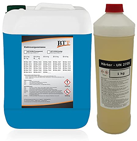 BTT-EVM Elektrovergussmasse RAL 5015 Himmelblau (1250g) auf 2K Epoxidharz Basis, IP68 bis 1000 Volt