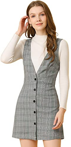 Allegra K Damen Kariertes Kleid mit Hahnentrittmuster A-Linie
