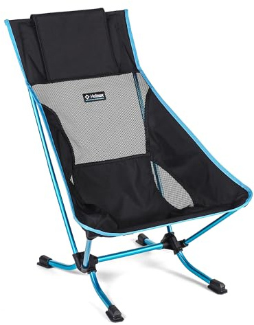 Helinox Beach Chair, 1,45 kg, Leichter, Flacher, Kompakter, Zusammenklappbarer Campingstuhl, Schwarz, mit Taschen