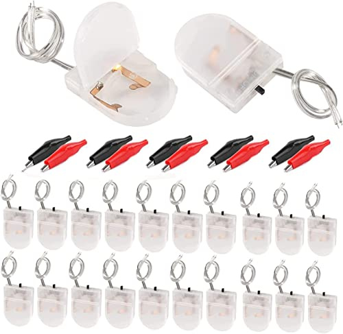RUNCCI-YUN 20PCS Button Battery Holder,Cr2032 Battery Holder Plastic 1x3V Button Coin Cell Battery Holder Case Box with Wire Lead ON-OFF Switch (transparent)+10Crocodile clips