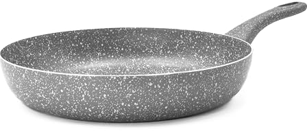 Zanetti Pietra Rara Padella Antiaderente Padella con Alluminio Manico Soft Touch Alta Resistenza, 30 cm Diametro, colore Grigio, Made in Italy