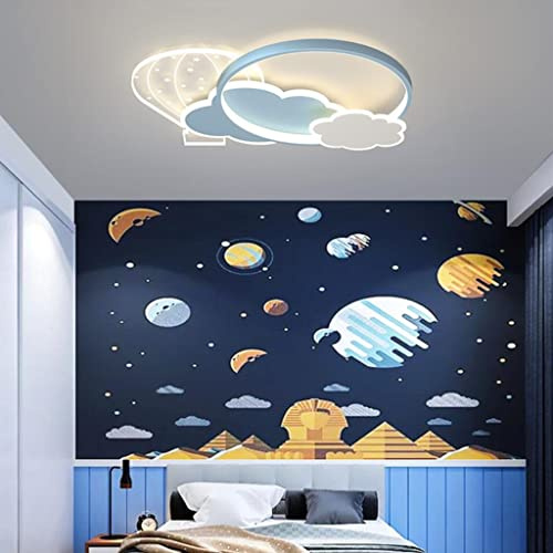 WJLL LED Kinder Deckenleuchte Modern Neu Wolke Design Deckenlampe Kinderlampe Junge Mädchen Schlafzimmer Deckenlicht 45W dimmbar Kronleuchter Acryl Heißluftballon Beleuchtung Leuchte Decke Lampe,Blau