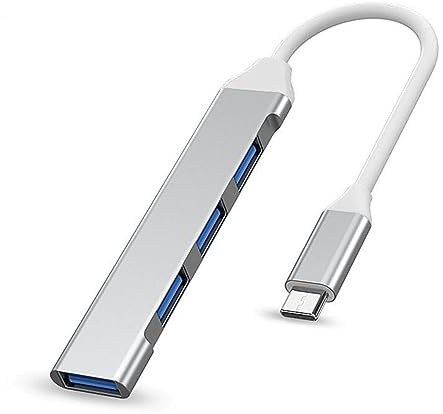 Hub USB-C 4 in 1 con Porta 3.0 e 3 Porte 2.0 Compatibile con MacBook Pro Windows Laptops e Altri Dispositivi con Porta Type-C - Argento