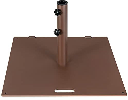 RELAX4LIFE Pied de Parasol Lourd en Métal 22,5 KG pour Poteaux φ40/50 MM, Pied Parasol roulettes avec 2 Boutons de Serrage & Poignée de Transport, 60x60 CM pour Patio Terrasse Jardin