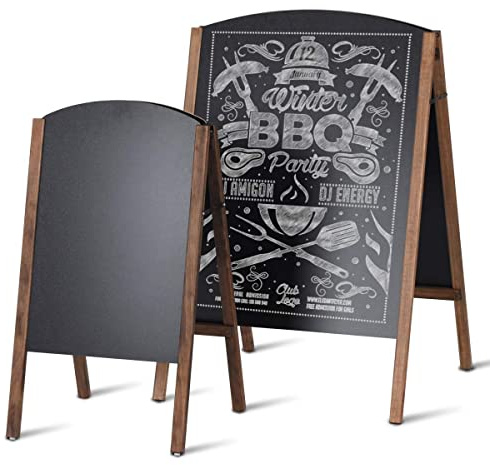 RELAX4LIFE Kreidetafel doppelseitig, Kundenstopper, Werbeaufsteller mit Holzrahmen, Werbetafel, Gehwegaufsteller, 45x41x78 cm, Speisetafel für Restaurants, Bars, Geschäfte, Schwarz