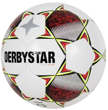 Derbystar Fußball - Classic Super Light II - Trainings- und Spielball für Fußball - 3D-Diamantstruktur - Strapazierfähiges PU-Material - Hohe Sichtbarkeit - Wit, Rood - Maat 5
