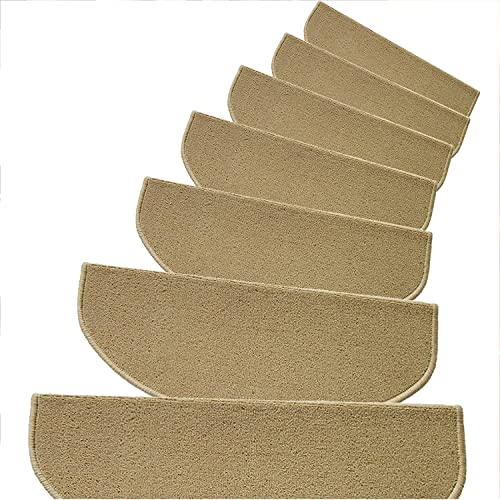 MyrRhe Beigefarbenes Homely-Stufenmatten-Set – Kleiner Teppich mit natürlicher Textur für Treppen, 15 Stück, je 65 x 24 cm