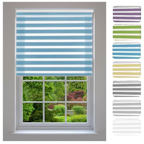 Verdunkelungsrollo Klemmfix ohne Bohren 40 x 240 cm Sonnenschutz & Sichtschutz Thermorollo Fensterrollo inklusive Montagematerial für Fenster & Tür, Blau
