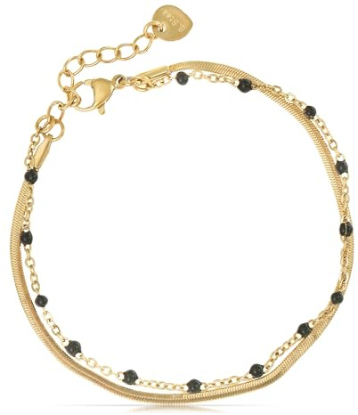 Made by Nami Dubbla lager av läckert guldarmband - Armband med guldkedja - Minimalistiskt armband för kvinnor - Justerbart kedjelänkarmband (20 cm + 5 cm kedjeförlängning)