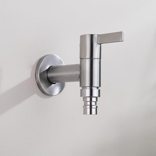 Decaura Grifo de agua fría montado en la pared de acero inoxidable grifo de agua fría montado en la pared salida de agua fregona piscina grifo en pared para lavadoras, fregona G1/2 pulgadas rosca